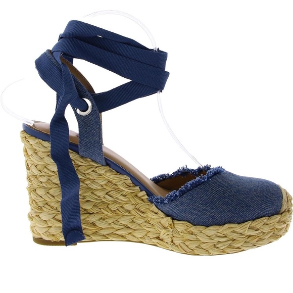 INC International Concepts Shoes - INC Womens Moniquee Wedges Closed Toe Ankle Strap Navy 10.5 Medium (B,M) No Box